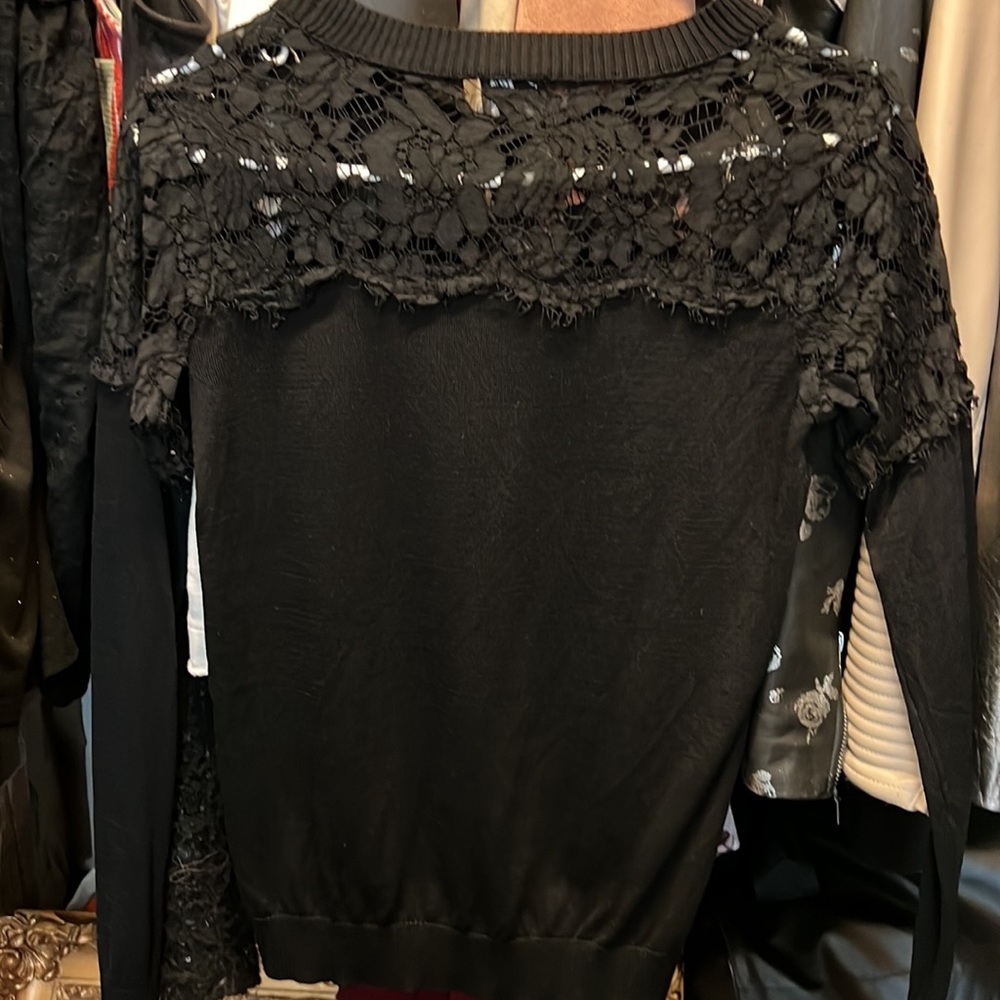 Dolce and Gabbana black lace sweater top